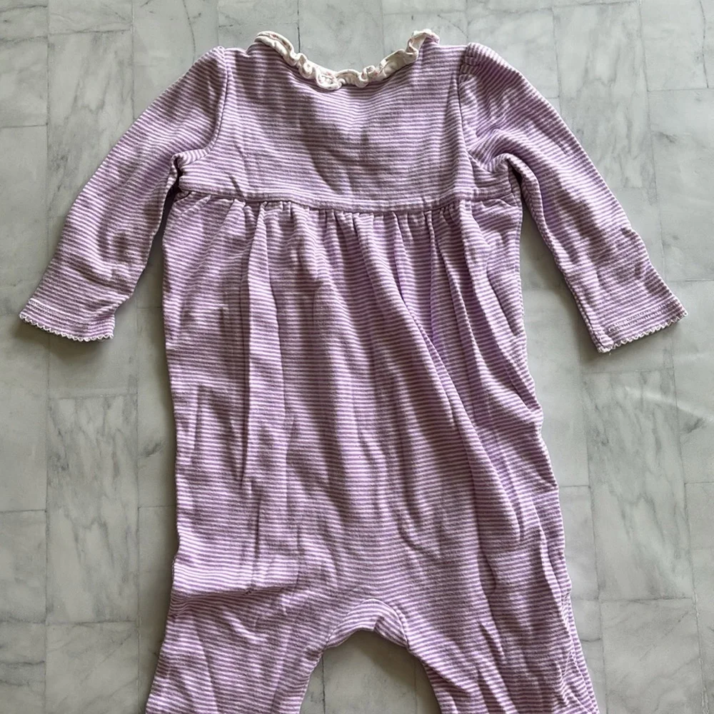 Ralph Lauren Baby Girls Purple Stripe Wrap Front Coverall (9M)